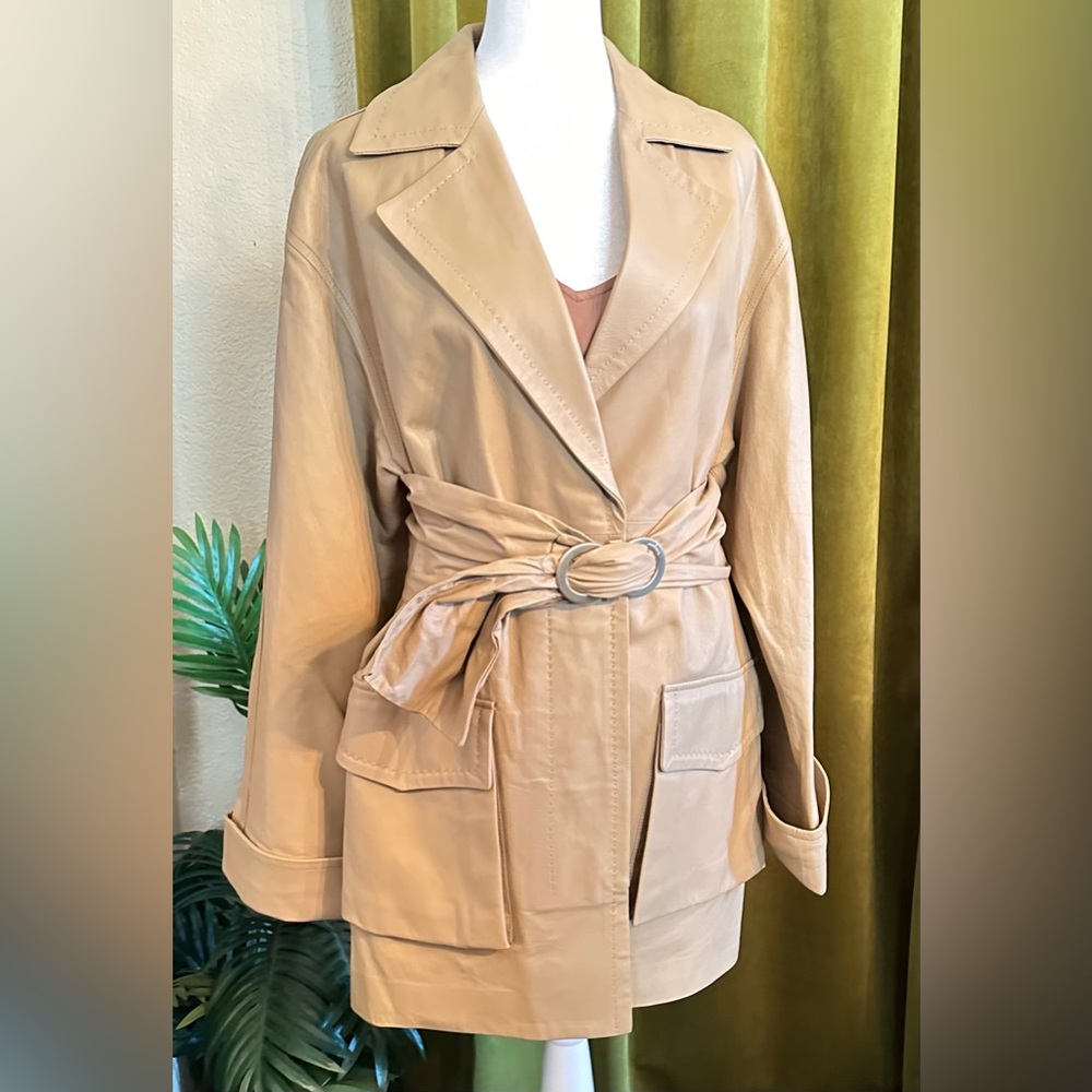 🔵 Salvatore Ferragamo Lamb’s Nappa Buttery Texture Belted Jacket